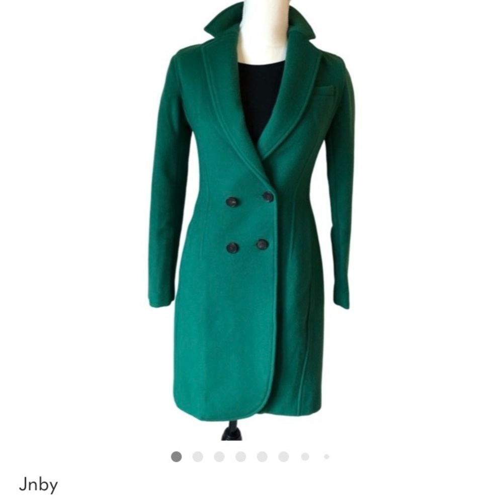 Like New! JBNY Handmade Wool Coat -Elegant Green Double-Breasted Women's Coat - Picture 4 of 8